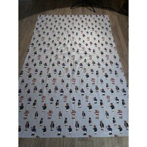 VTG Ralph Lauren Polo Teddy Bear University Striped Twin Flat Sheet 63"X95